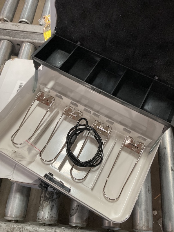 Photo 1 of (USED/FAIR) Jssmst Large Locking Cash Box with Money Tray, Metal Money Box with Combination Lock, White