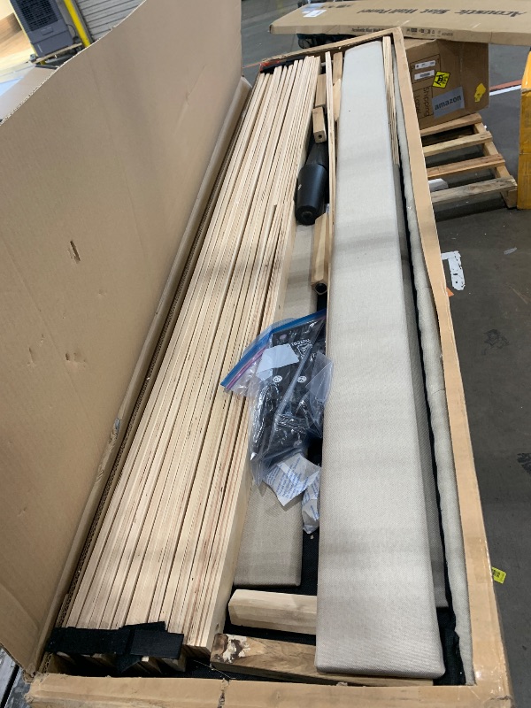 Photo 1 of *******************headboard is missing**************
Novilla King Size Bed Frame with Adjustable Headboard Platform King Bed Frame Linen Fabric Upholstered Headboard, No Box Spring Needed, Noise-Free, Wooden Slats Support, Easy Assembly, Beige