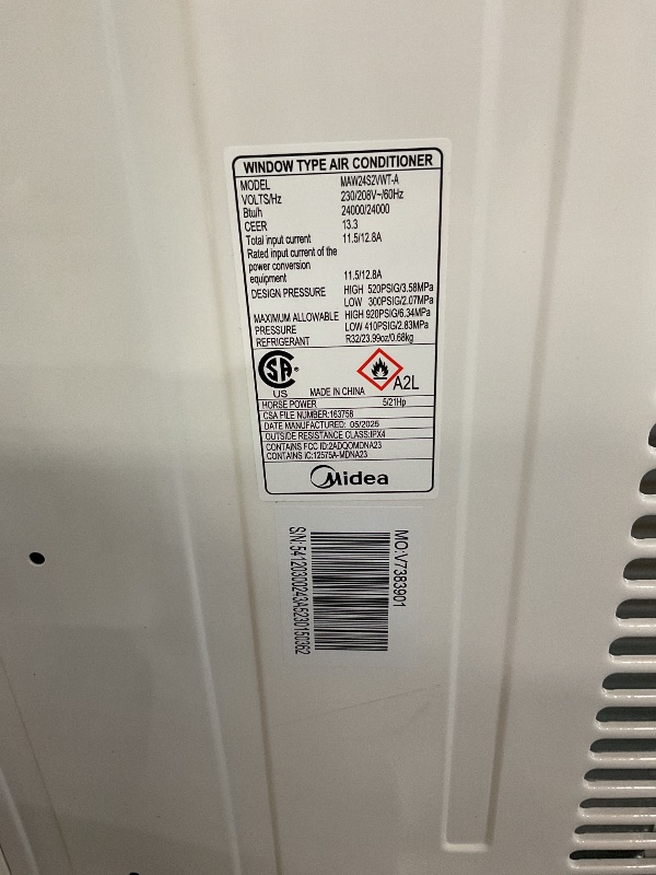 Photo 4 of Midea 24,000 BTU Smart Inverter Window Air Conditioner with APP, Alexa Control, 230V AC Unit Cools up to 15,00 Sq. Ft, Quiet Operation, Energy Saving, Remote & Easy Installation Kit, White