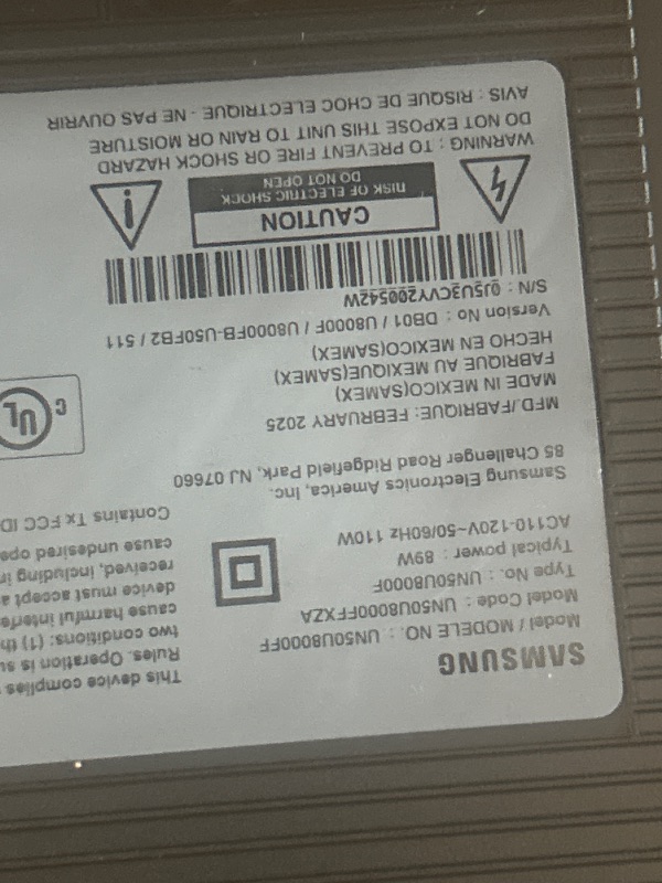 Photo 1 of Samsung 50-Inch Class Crystal UHD U8000F 4K Smart TV (2025 Model) Endless Free Content, Crystal Processor 4K, MetalStream Design, Knox Security, Alexa Built-in