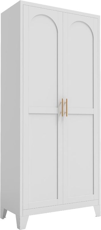 Photo 1 of **see notes***71” White Metal Storage Cabinet – Adjustable Shelves, Spacious Storage for Home & Office