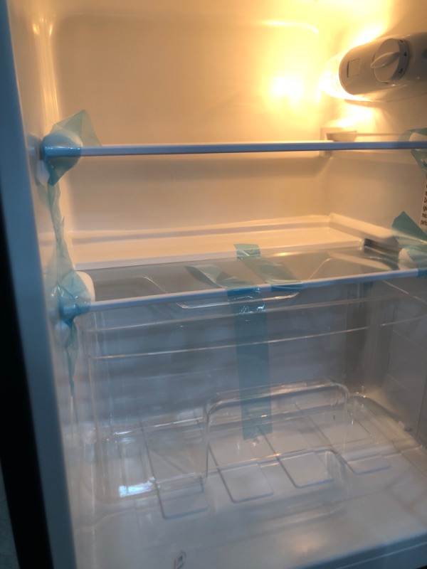 Photo 1 of **see notes**Frigidaire EFR3A1 Compact Small Top-Freezer Refrigerator, Stainless Steel Mini Bar Fridge, Platinum Series-21.26" D x 17.83" W x 33.5" H, 3.2 cu ft Double Door