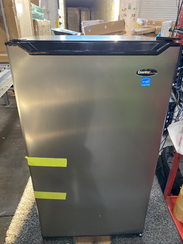 Photo 1 of ** damage **Danby DAR032B2SLM 3.2 cu. ft. Compact Fridge in Stainless Steel