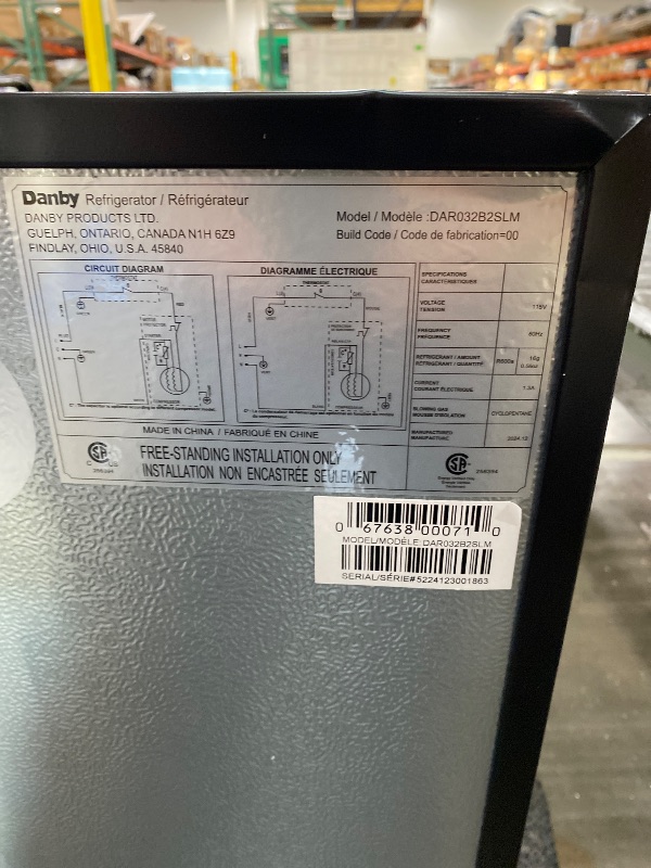 Photo 1 of ** damage **Danby DAR032B2SLM 3.2 cu. ft. Compact Fridge in Stainless Steel