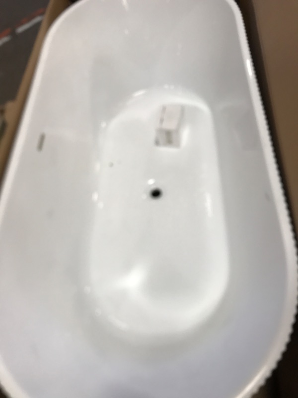 Photo 1 of **see note **WOODBRIDGE 67" L x 31-1/2" W Freestanding Contemporary Soaking Bathtub,Unique Pleated Design,with Brushed Gold Pop-Up Drain Drain and Overflow Option, White,B1526-BG
