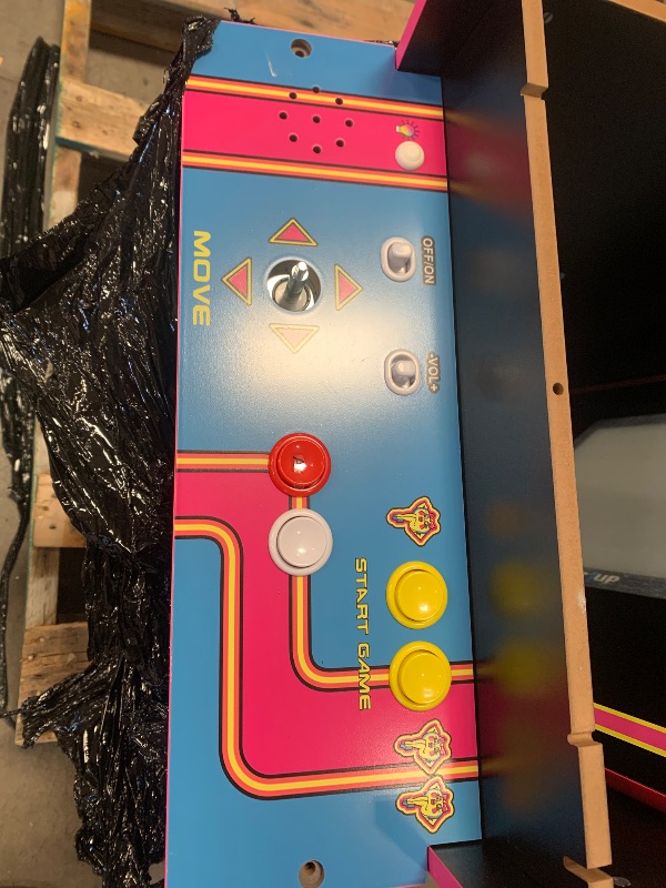 Photo 1 of **see note **Arcade1Up Ms.PAC-Man Head-to-Head Arcade Machine – Retro Home Arcade Table with 12 Classic Games, Light-Up Control Deck & Real-Feel Joysticks