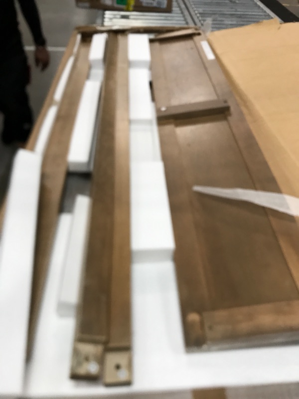 Photo 1 of **see note **Merax Solid Wood Canopy Bed Queen Size with Headboard Antique Oak Feature Farmhouse Queen Canopy Bed Frame with Slats Support, No Box Spring Needed
