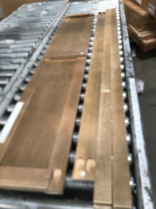 Photo 1 of **see note **Merax Solid Wood Canopy Bed Queen Size with Headboard Antique Oak Feature Farmhouse Queen Canopy Bed Frame with Slats Support, No Box Spring Needed