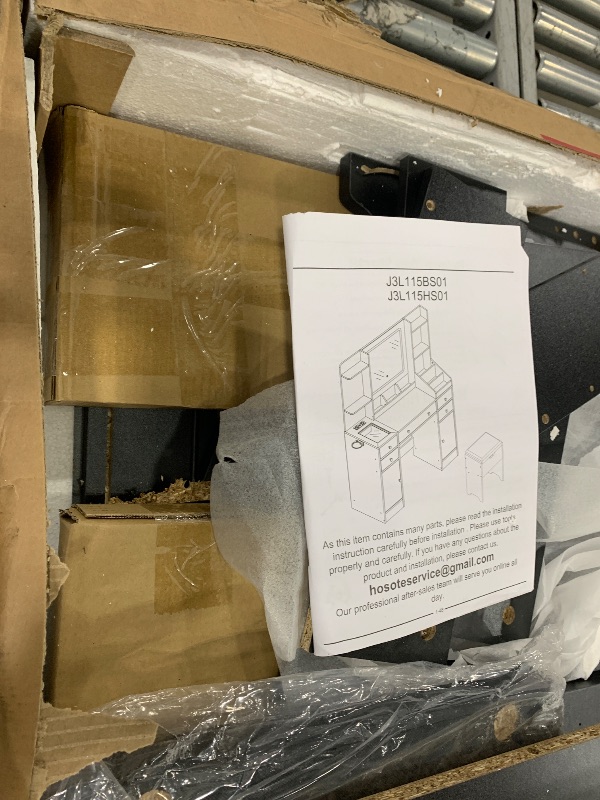 Photo 1 of **See note **Vabches Vanity Desk with Lights, Makeup Vanity Table with Charging Station, 44.9in Big Vanity Set with 5 Drawers & Lots Storage Space, Black