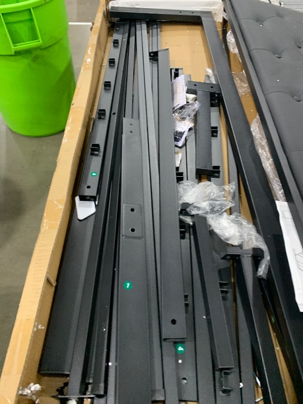 Photo 1 of **see note **Feonase Full Size Metal Bed Frame with Faux Leather Button Tufted Headboard, Heavy-Duty Platform Bed Frame with 12" Storage, Steel Slats Support, No Box Spring Needed, Noise Free, Black