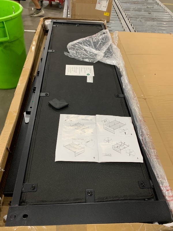 Photo 1 of **see note **Feonase Full Size Metal Bed Frame with Faux Leather Button Tufted Headboard, Heavy-Duty Platform Bed Frame with 12" Storage, Steel Slats Support, No Box Spring Needed, Noise Free, Black