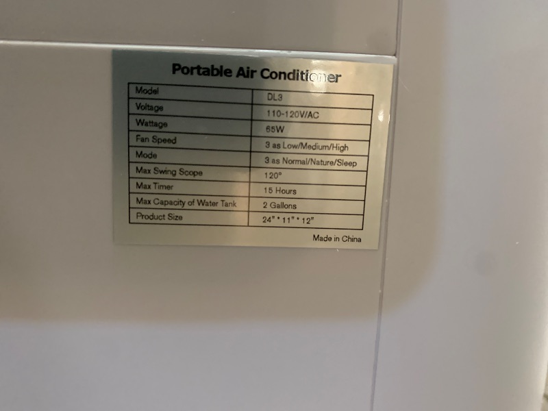 Photo 1 of **see note **AEROZY Windowless Portable Air Conditioner, 24.7" Small Evaporative Air Cooler for Room No Window, 3-Speed Settings, 4 Modes, 7H Timer, Remote Control, 4 Ice Packs, Quiet AC Unit for Bedroom