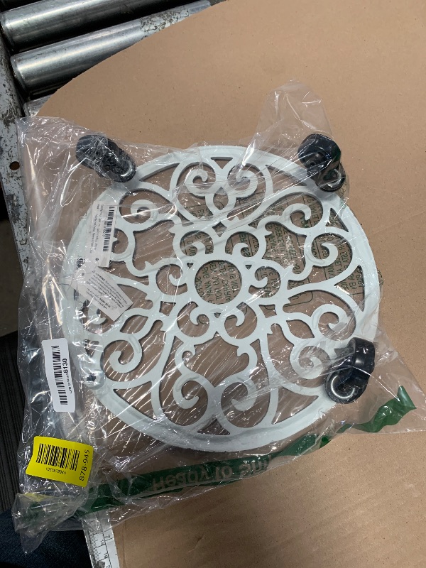 Photo 1 of ** missing wheel **Comfy Hour 12" Cast Iron Heavy Duty Super Strong Industrial Strength Wheel Plant Stand Trolley, White