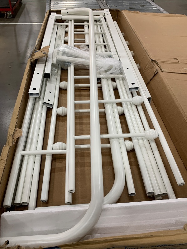 Photo 1 of **see note **Yaheetech Classic Metal Platform Bed Frame Mattress Foundation with Victorian Style Iron-Art Headboard/Footboard/Under Bed Storage/No Box Spring Needed/Queen Size White