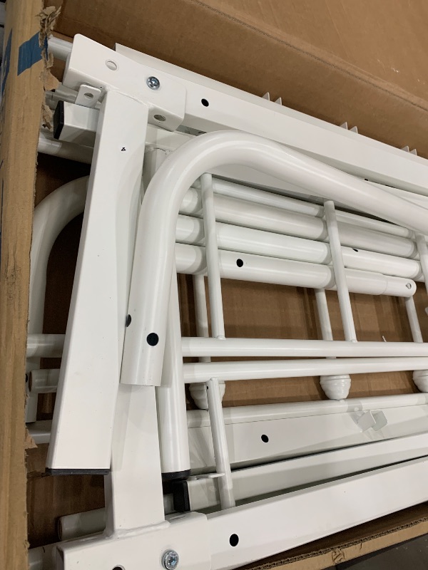 Photo 1 of **see note **Yaheetech Classic Metal Platform Bed Frame Mattress Foundation with Victorian Style Iron-Art Headboard/Footboard/Under Bed Storage/No Box Spring Needed/Queen Size White