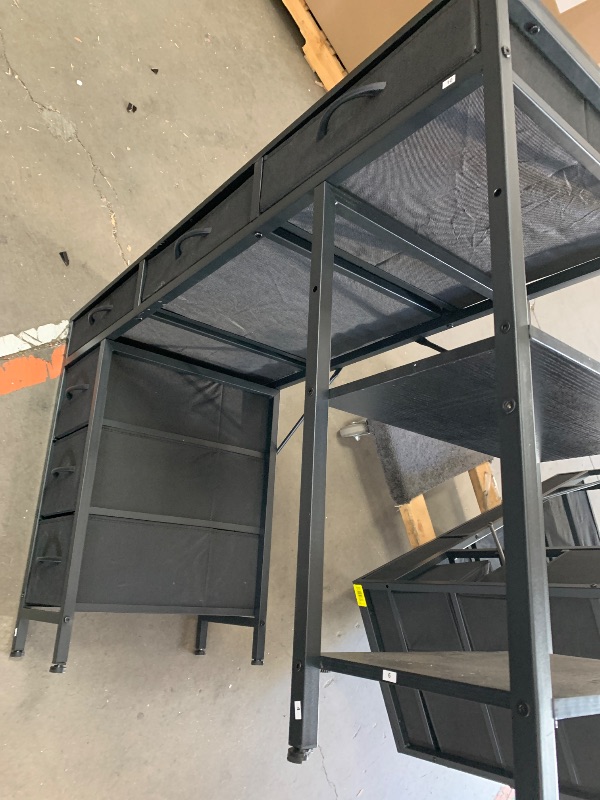 Photo 1 of **see note **Huuger Computer Desk with 6 Drawers, 47 Inch Office Desk with Shelves, Reversible Gaming Desk, Corner Desk with Storage, Work Desk for Home Office, Study, Living Room, Black