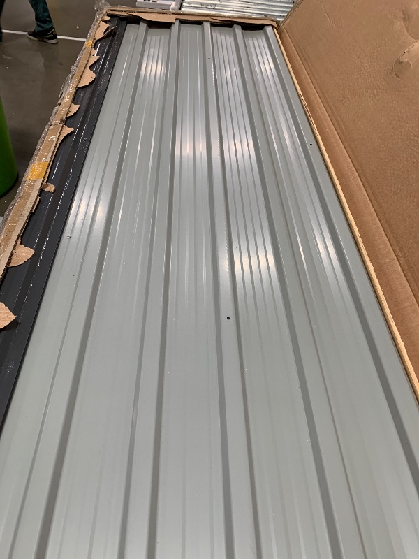 Photo 1 of ** not complete set **DWVO 10x10ft Metal Outdoor Storage Shed with Window, Lockable Tool Storage Sheds, Oversized Steel Garden Sheds with Sloped Roof for Backyard, Patio, Garage, Lawn, Gray & White