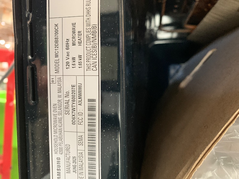 Photo 1 of **see note **SAMSUNG 1.2 cu. ft. Countertop Convection Microwave with Air Fry, Black Glass, MC12DB8700CKAA