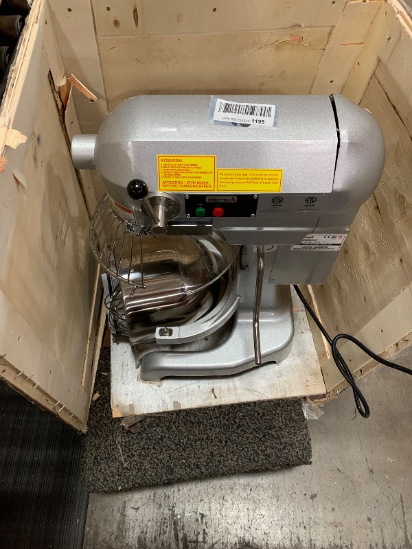 Photo 1 of ****************FOR PARTS ONLY- motor is burned out and missing parts/damaged*************************
Winco Commercial-Grade Planetary Mixer, 10 Liter,silver