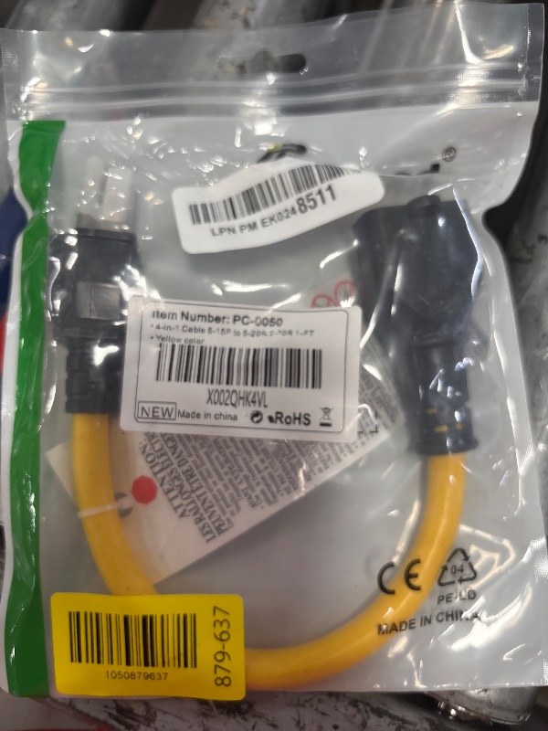 Photo 1 of [4-in-1] 12AWG 15 Amp Household AC Plug to 20 Amp T Blade Adapter Cable, NEMA 5-15P to 5-15R/ 5-20R/ 6-15R/ 6-20R, 4 in 1 AC Adapter,15A 125V to 20A 250V Extension Cable, 1FT