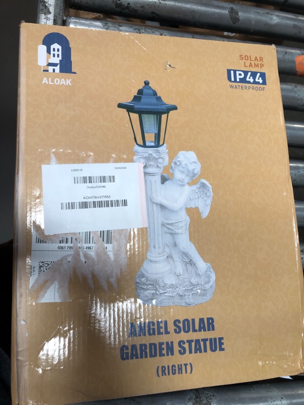 Photo 1 of Aloak Angel Statue with Solar Lights (Right) 19.7 Inch, Outdoor Solar Angel Garden Statue with Roma Pillar for Garden Lawn Deocr, Christian Religious Gift