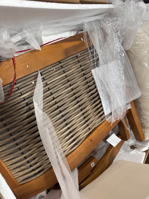 Photo 1 of *FINAL SALE!! PARTIAL SET** NO REFUNDS* CHRISTOPHER KNIGHT HOME Burchett Outdoor 4pc Chat Set - Acacia Wood and Wicker - Teak/Mixed Brown/Beige