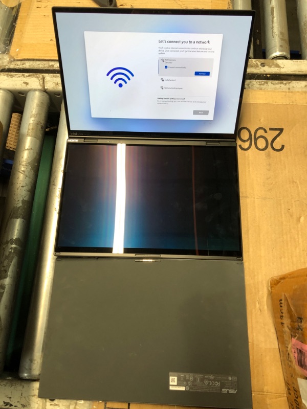 Photo 1 of (ONLY THE TOUCH SCREEN WORKS) (DAMAGED) ASUS Zenbook DUO Laptop, Dual 14” OLED 3K 120Hz Touch Display, Evo, Intel Core Ultra 9 285H, Intel Arc Graphics, 32GB RAM, 1TB SSD, Windows 11, UX8406CA-PS99T