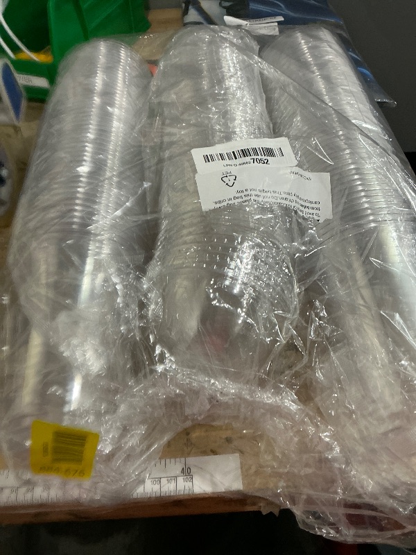 Photo 1 of [100 Sets-16 oz.] Plastic Cups With Dome Straw Slot Lids PET Crystal Clear Disposable Togo Cup BPA Free For Party Ice Cold Drinks Coffee Tea Parfait Dessert Smoothie Bubble Boba Fruit Milkshake Slush