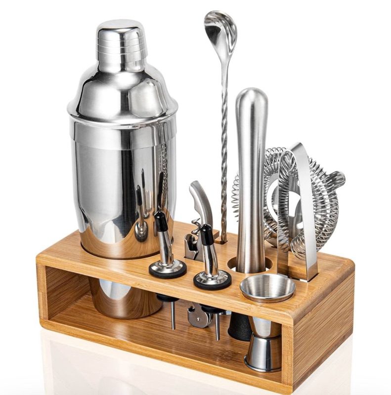 Photo 1 of (missing pieces) Cocktail Shaker Set, Mixology Bartender Kit 10-Piece Bar Tool Set with Stylish Bamboo Stand, Bar kit: Matini Shaker 