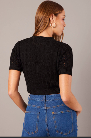 Photo 1 of **PHOTO FOR STYLE REFERENCE** Black Knitted Crop Top Sweater M-L