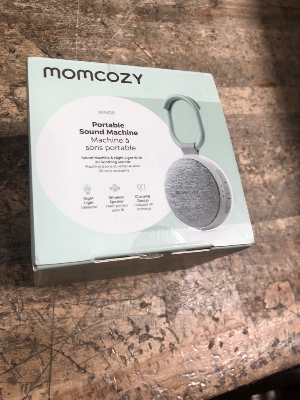 Photo 1 of (functional)Momcozy Portable Sound Machine with Night Light, White Noise Sound Machine for Baby, 20 Soothing Sounds, Sound Therapy, Long-Lasting Power, Timer, Clips on Stroller, Baby Shower Gifts
