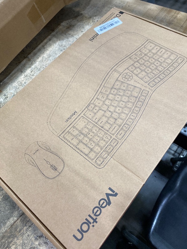 Photo 1 of **POSSIBLY MISSING KEYBOARD BUTTONS** MEETION Ergonomic Wireless Keyboard and Mouse Combo, 2.4G Curved Compact Keyboard with Cushioned Palm Rest, 4 Level DPI Adjustable Wireless Mouse, for Windows/Mac/Desktop/Laptop/PC, Gray Black