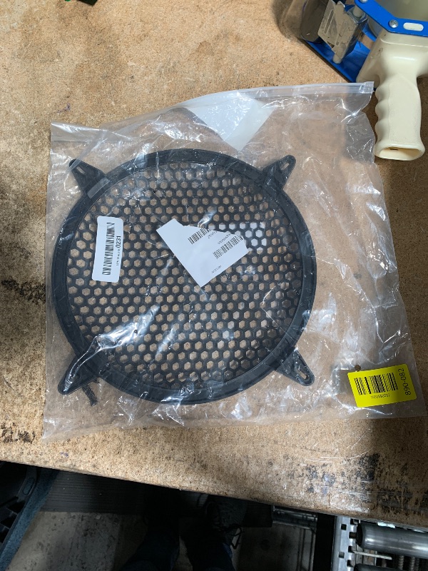 Photo 1 of 10 Inch Subwoofer Grill Speaker Grill Cover, Black Waffle Grill Cover Plastic Mesh Grille Speaker Grill Cover Circle Subwoofer Speaker Cover, 1PCS