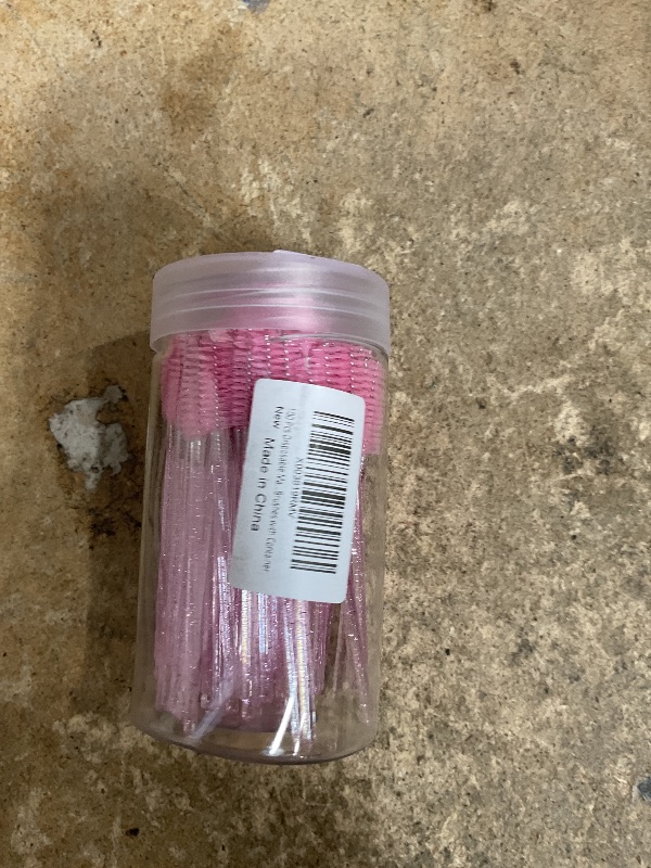 Photo 1 of 100 Pcs Disposable Mascara Wands, Crystal Eyebrow Spoolies Brush for Eyelash Extensions, Pink Lash Brushes with Container