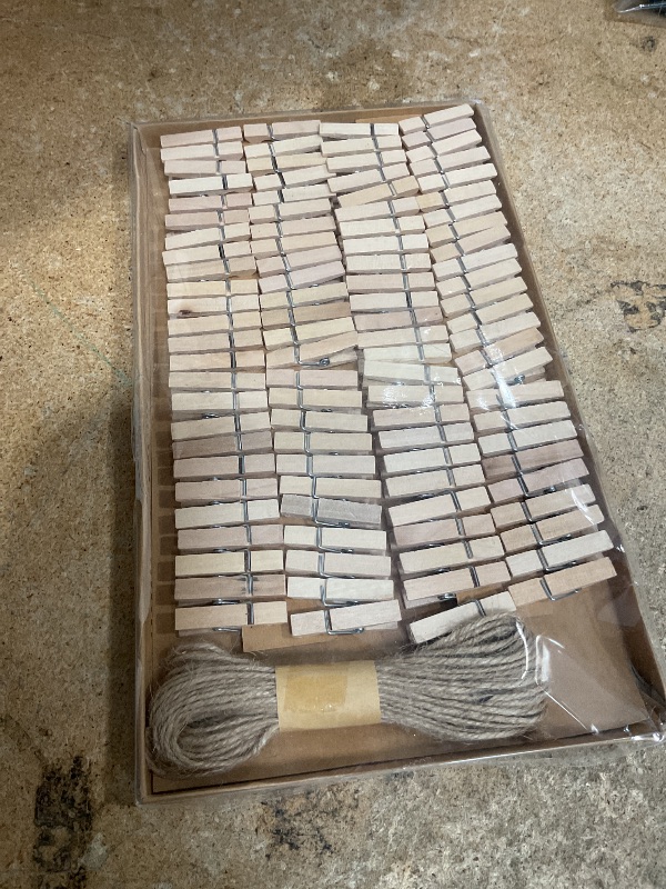 Photo 1 of 1.35 Inch Mini ClothesPins for Photo?100 Pcs? with 32 Feet Jute Twine?Mini Clothes Pins for Crafts,Wooden Small Clothes Pins for Pictures,Tiny Decorative Clothespins for Baby Shower(Natural Color)