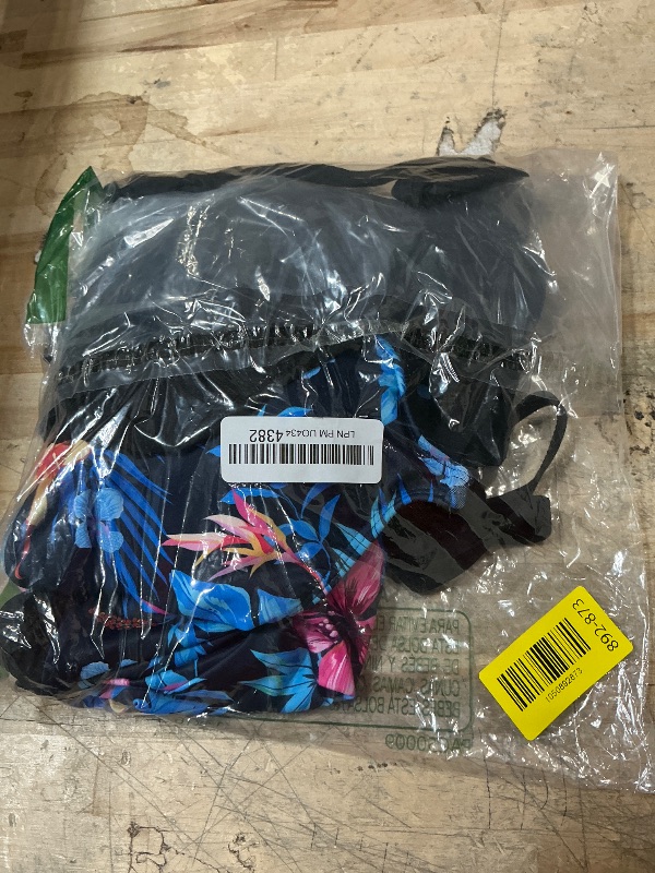 Photo 1 of Aqua Eve 3 Piece Tankini Swimsuit for Women Tank Bathing Suit with Shorts Open Back Athletic Swimwear Blue Floral L