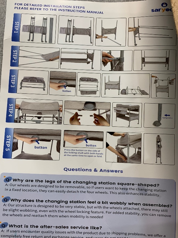 Photo 1 of (see all images) Saryocy Baby Changing Table, Versatile Folding Changing Table, Waterproof Diaper Changing Station, Adjustable Height with 2 Drawers
