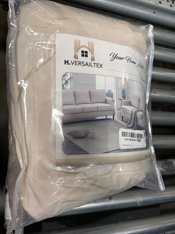 Photo 1 of H.VERSAILTEX Real Velvet Plush 3 Piece Stretch Sofa Covers Couch Covers for 2 Cushion Couch Loveseat Covers Width Up to 72 Inch Feature Thick Soft Stay in Place (Medium Sofa, Ivory)