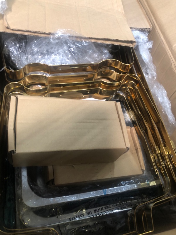 Photo 1 of *****SEE NOTES ******9Qt Chafing Dishes for Buffet 4 Pack [Multiple Size Food Pans] | Chafing Dish Buffet Set [Screw-free Installation] with Stackable Design [Less Storage Space] for Wedding/Party