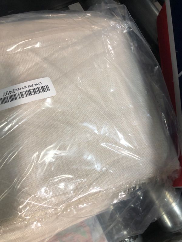 Photo 1 of 100% Blackout Shield Linen Blackout Curtains for Bedroom 96 Inches Long, Back Tab/Rod Pocket Living Room Drapes, Thermal Insulated Blackout Curtains 2 Panels Set, 50" W x 96" L, Light Cream