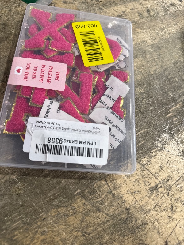 Photo 1 of 26 Self Adhesive Chenille Letter Patches, 2.16'' Stick On A to Z Patch Stickers for Fabric, Clothes, Jeans, Hat, Thick Embroidery Strong Sticker for Personalizing Tavel Makeup Bag, Bible Cover-Magenta