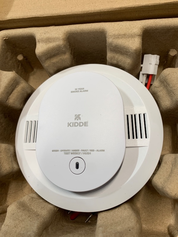 Photo 1 of Kidde Hardwired Smoke Detector, 10-Year Battery Backup, Voice Alerts, Interconnectable, LED Warning Light Indicators, 20SA10-V