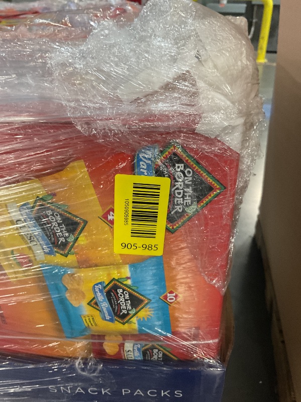 Photo 1 of *** PALLET OF 59 BOXES (~1,062 BAGS) *** TRUCK OR TRAILER PICKUP ***
*** EXPIRATION: February 9, 2026 *** On The Border Tortilla Chips Variety Pack, 18 Count Single-Serve Bags (1 oz Each) – Includes Tortilla Rounds, Queso Flavored Tortilla Rounds, and Sal