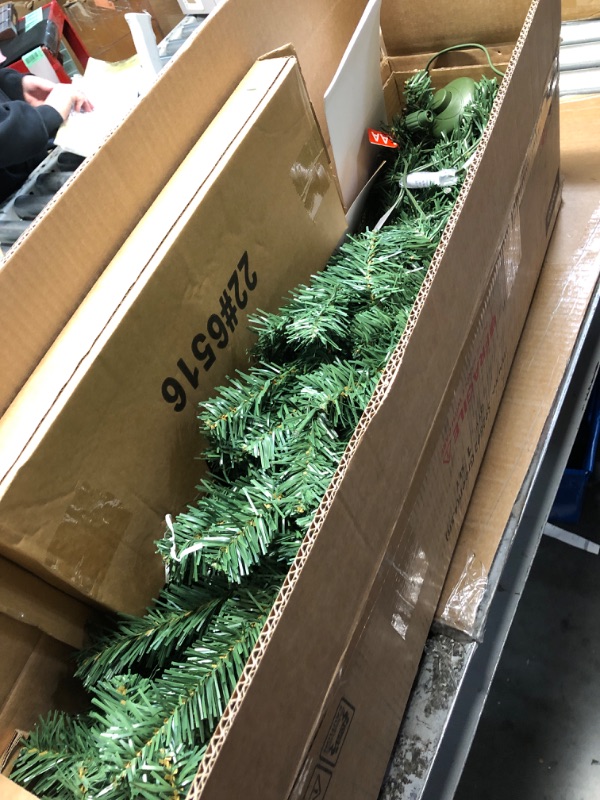 Photo 1 of ***STOCK PHOTO FOR REFERENCE ONLY***Yaheetech 6ft Pre-lit Artificial Christmas Tree with Incandescent Warm White Lights, Flocked Full Prelighted Xmas Tree with 820 Branch Tips, 250 Incandescent Lights & Foldable Stand, Pure Green