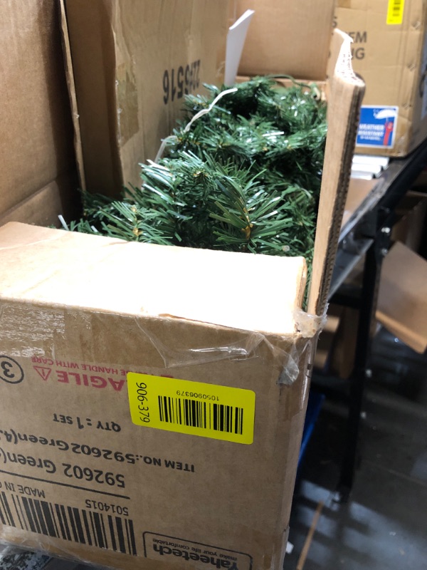 Photo 1 of ***STOCK PHOTO FOR REFERENCE ONLY***Yaheetech 6ft Pre-lit Artificial Christmas Tree with Incandescent Warm White Lights, Flocked Full Prelighted Xmas Tree with 820 Branch Tips, 250 Incandescent Lights & Foldable Stand, Pure Green