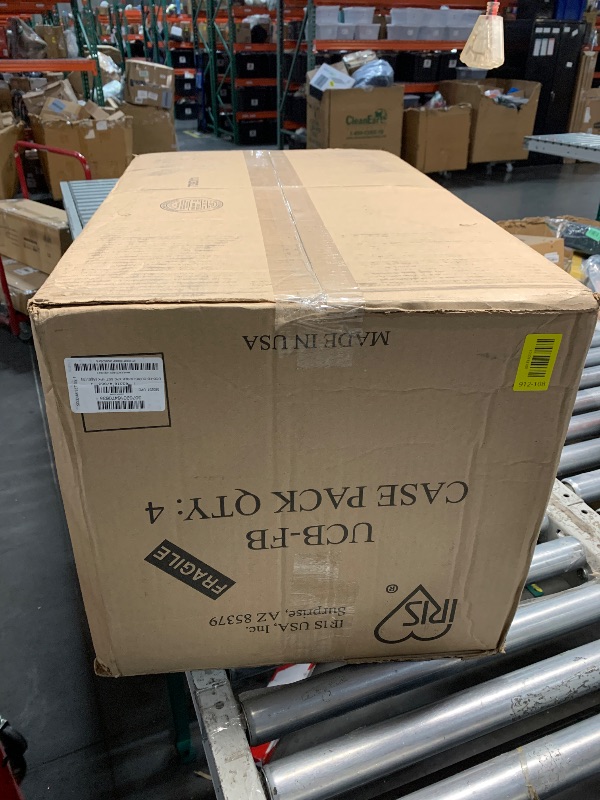 Photo 1 of *** Missing One Of The Buckets*** IRIS USA File Box WeatherPro File Organizer Plastic File Box for Letter/Legal File, Water Resistant Document Box, Durable Lid, Seal w/Secure Latching Buckles, Stackable, Nestable, Clear 32 Qt. 4Pack