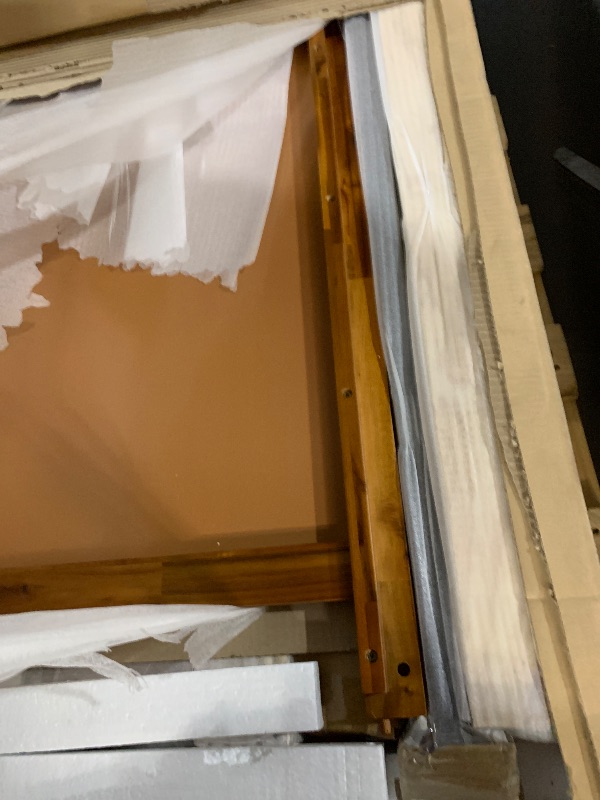 Photo 1 of Bme Oliver King Bed Frame and Headboard - 15-Inch Signature Design with Rattan Headboard, Bohemian and Mid Century Style, 12-Slat Wood Support, No Box Spring Needed - Easy Assembly, Caramel