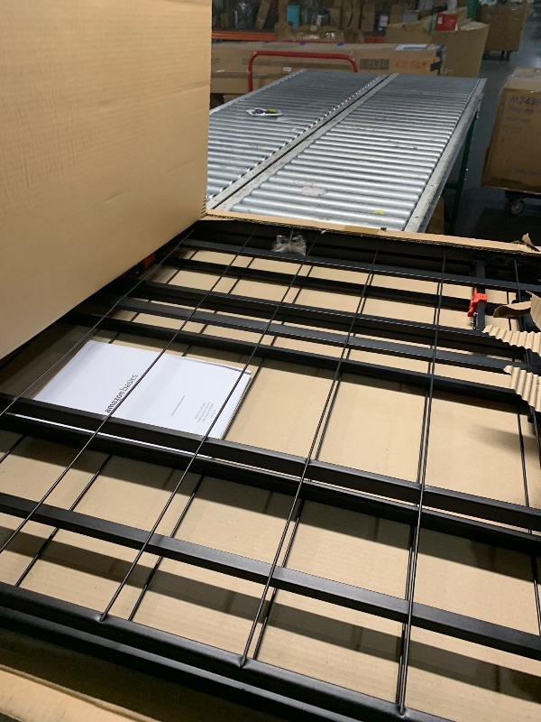 Photo 4 of Amazon Basics Bed Frame with Storage, Foldable Metal Platform, Sturdy Steel, No Box Spring Needed, 14 inches High, Tool-Free Setup, King Size, Black