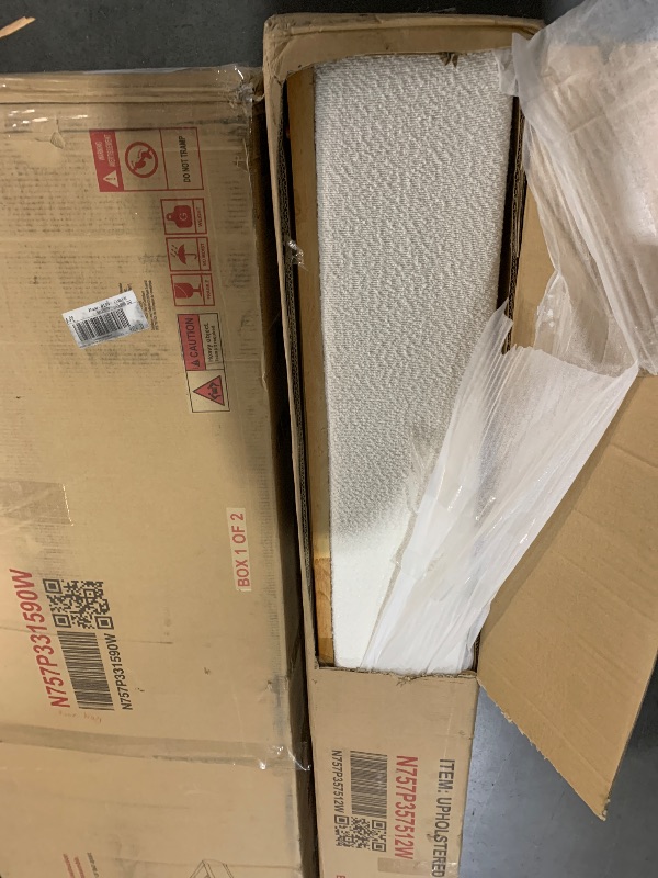 Photo 1 of ***Missing hardware ***
Christopher Knight Home Danet Boucle Upholstered King Size Bed Frame with Wingback Headboard, Modern King Bed Frame and Headboard, Wooden Slats Support, Easy Assembly, No Box Spring Needed, White