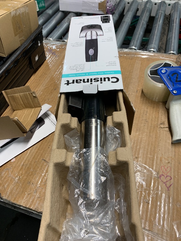 Photo 1 of ***(PARTS ONLY/ MAJOR DAMAGE/ NON FUNCTIONAL)***Waring Pro Professional Cordl Electric Wine Opener BPA with Foil Cutter, Brushed Stainless Steel